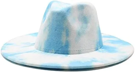 New European-American Style Large Brim Woolen Top Hat, Dyed Jazz Hat, Autumn and Winter Gradient Felt Hat Fengyan Cowboy Hats