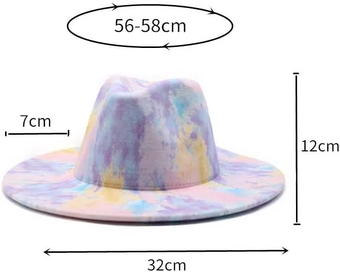 New European-American Style Large Brim Woolen Top Hat, Dyed Jazz Hat, Autumn and Winter Gradient Felt Hat Fengyan Cowboy Hats