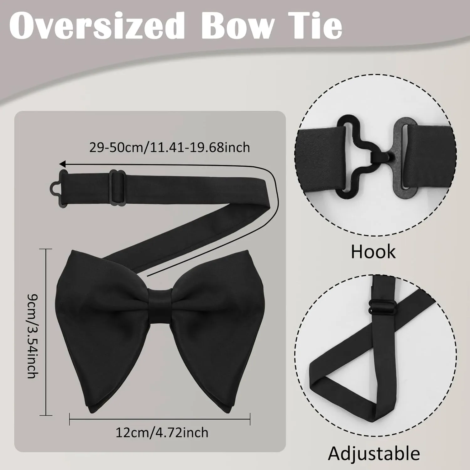 Oversized Bow Ties for Men, Pre Tied Men's Bowtie Big Bow tie for Tuxedo,Wedding, Formal Wear