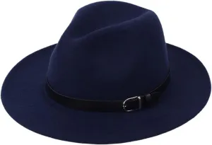 Pulcykp British Hat Men Women Imitation Woolen Winter Felt Hats Fashion Jazz Hat Chapeau Navy 59-60CM