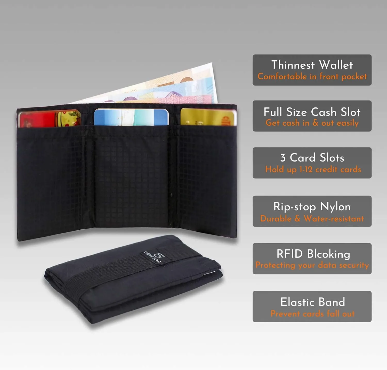 Slim Wallet for Men with RFID Blocking - Minimalist Slim Wallet with Thin, Durable Style & Data Protection - Multiple Pockets for 12 Cards & Cash, Small Wallet Without the Bulk