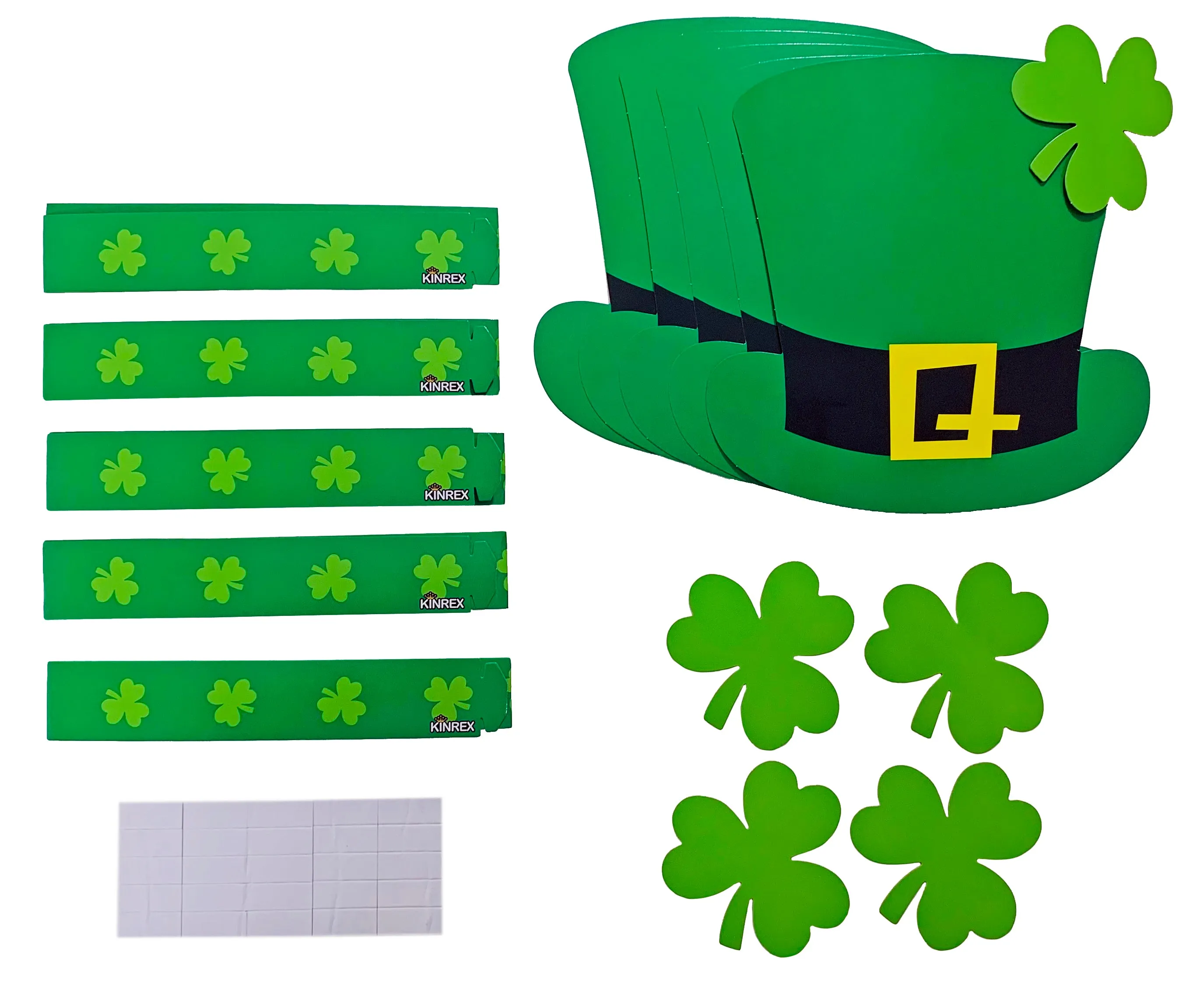 St. Patricks Day Craft Kit - 5 Irish Hats - 5 Shamrocks - 5 Headbands