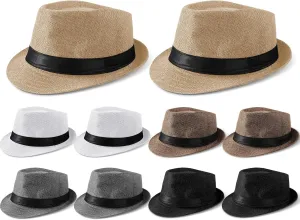 Tarpop 10 Pcs Fedora Hats for Men Women with Brim Unisex Newsies Hat Gangster Cap 1920s Party Accessories