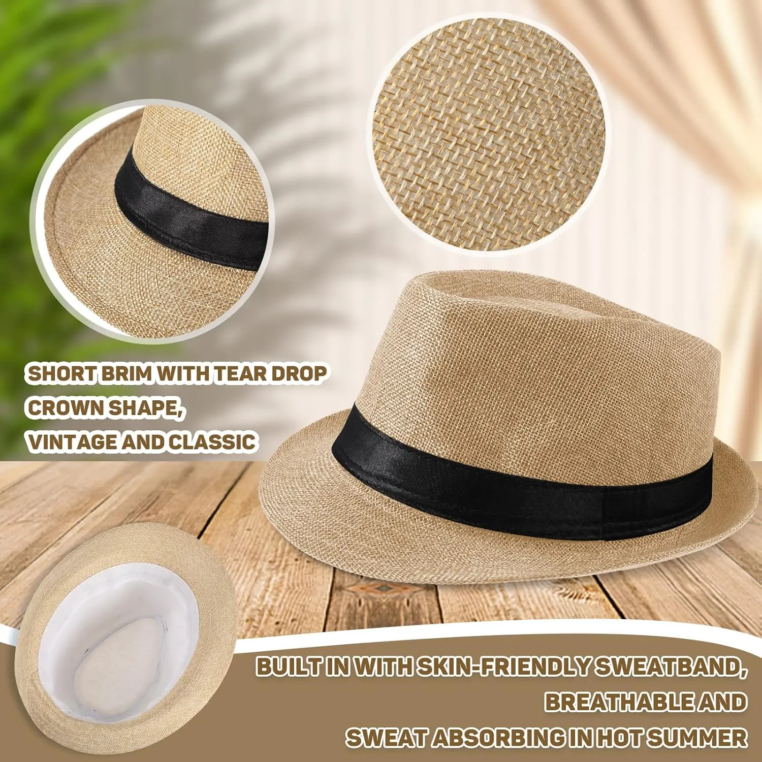 Tarpop 10 Pcs Fedora Hats for Men Women with Brim Unisex Newsies Hat Gangster Cap 1920s Party Accessories