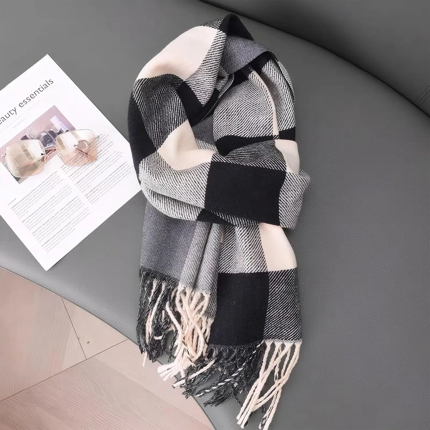 Tartan Plaid Scarves for Women Winter,Long Scarves for Women with Fringe,Super Soft Scarf for Women Winter