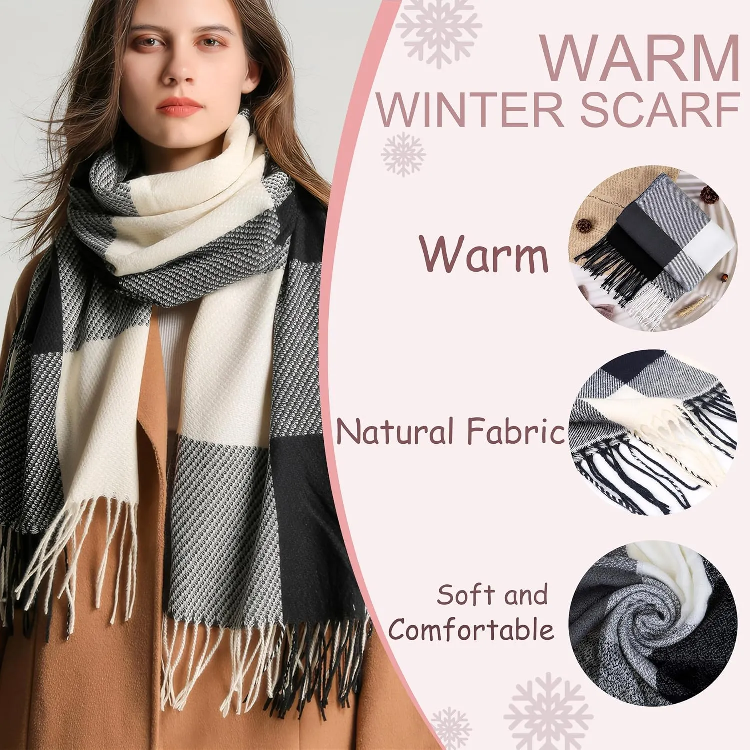 Tartan Plaid Scarves for Women Winter,Long Scarves for Women with Fringe,Super Soft Scarf for Women Winter