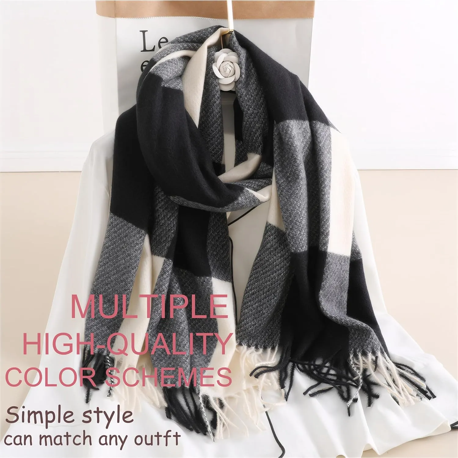 Tartan Plaid Scarves for Women Winter,Long Scarves for Women with Fringe,Super Soft Scarf for Women Winter