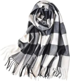 Tartan Plaid Scarves for Women Winter,Long Scarves for Women with Fringe,Super Soft Scarf for Women Winter
