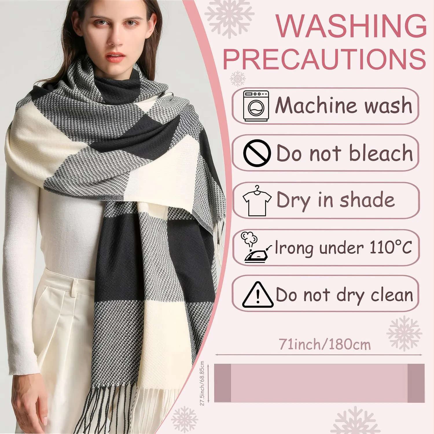 Tartan Plaid Scarves for Women Winter,Long Scarves for Women with Fringe,Super Soft Scarf for Women Winter