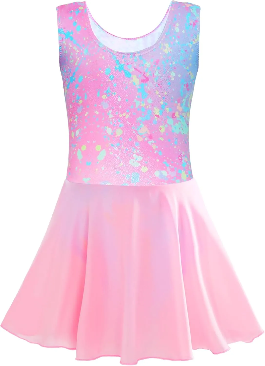 TENVDA Girls Ballet Leotards with Skirt Sparkly Sleeveless Gymnastics Dance Dresses Outfit (Toddler/Little Kid/Big Kids)