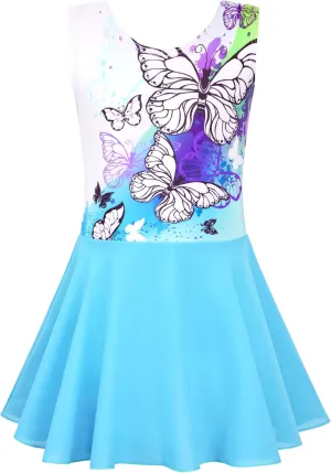 TENVDA Girls Ballet Leotards with Skirt Sparkly Sleeveless Gymnastics Dance Dresses Outfit (Toddler/Little Kid/Big Kids)
