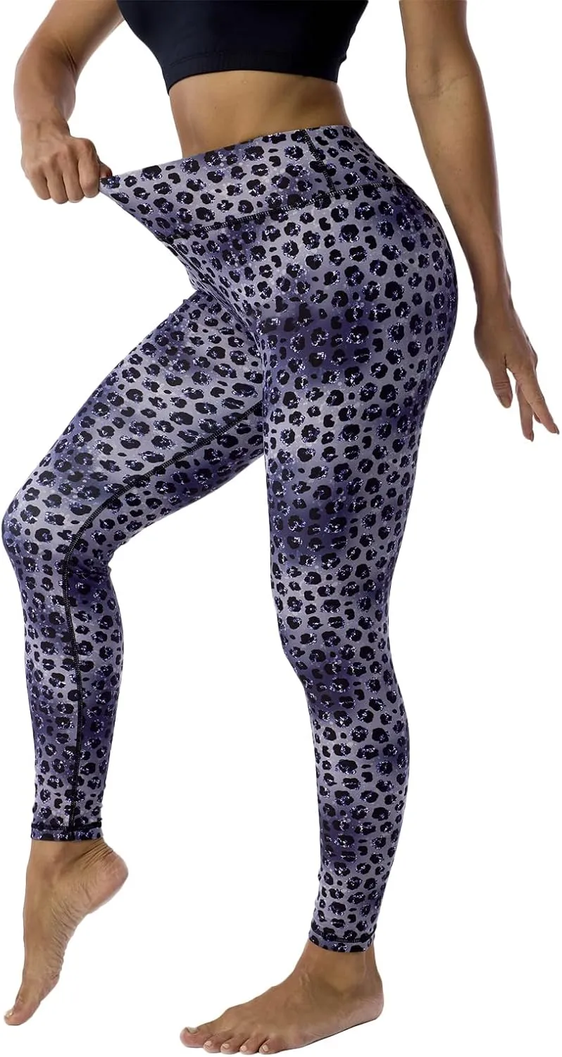 UIUO-UIPEU Women's Printed Yoga Pants with Pockets 7/8 Workout Leggings for Women Tummy Control Compression Leggings