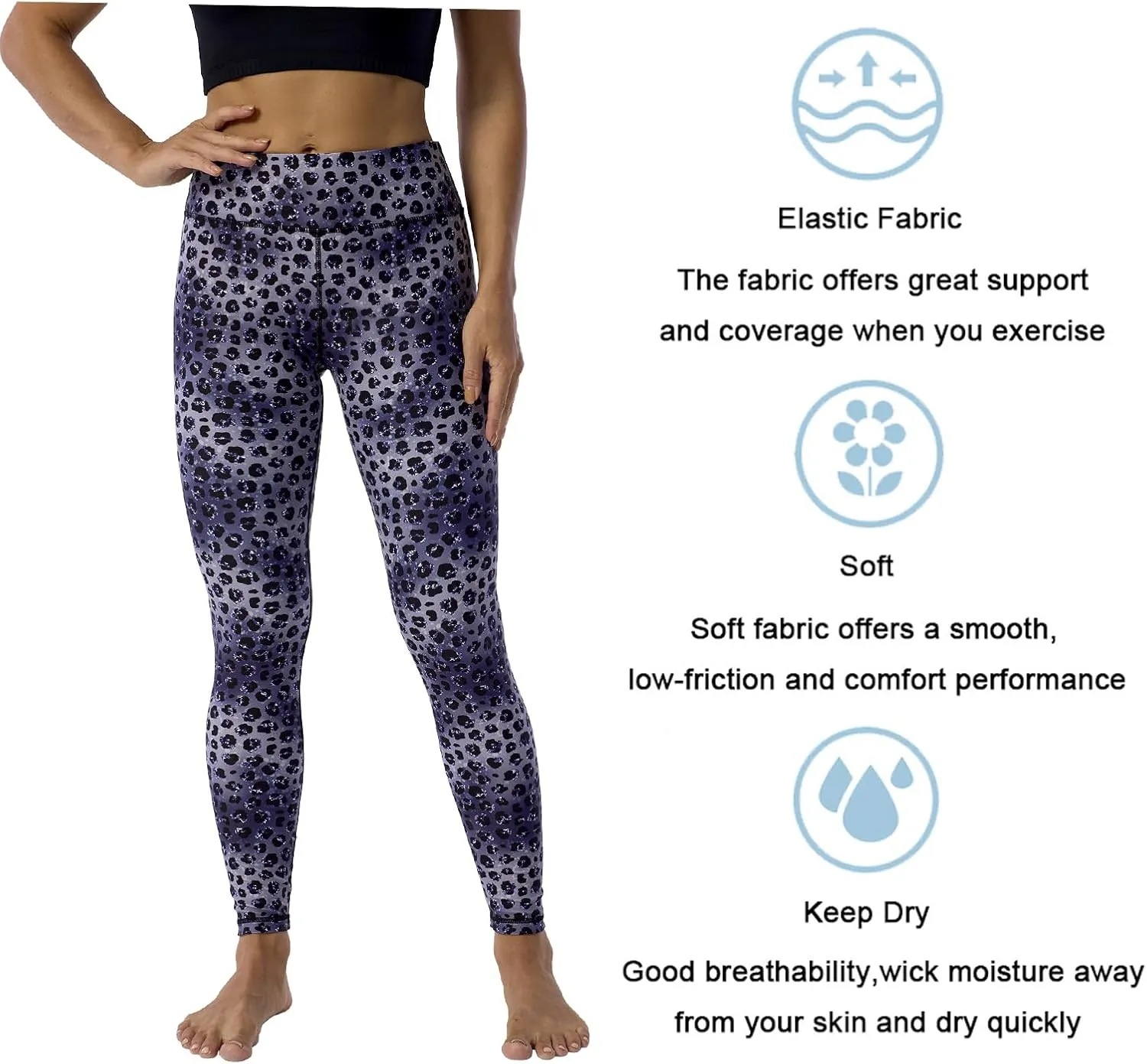 UIUO-UIPEU Women's Printed Yoga Pants with Pockets 7/8 Workout Leggings for Women Tummy Control Compression Leggings