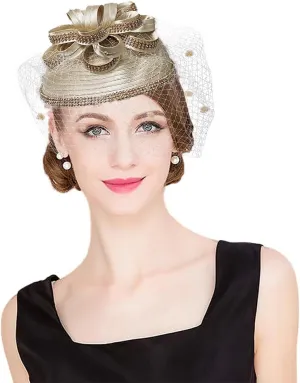 Women Veil Mesh Sweetheart Fascinator Hat Bride Wedding Hair Accessory with Clip Rhinestone Cocktail Party Hat