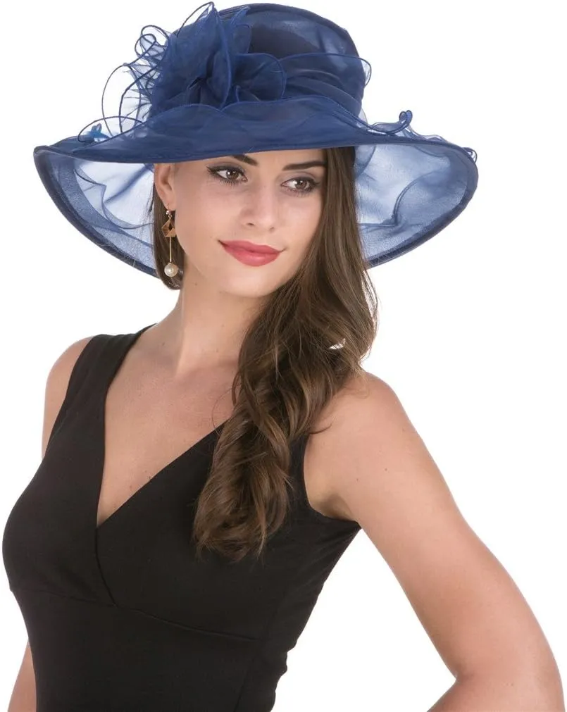 Women's Organza Church British Fascinator Bridal Tea Party Wedding Hat Summer Ruffles Cap