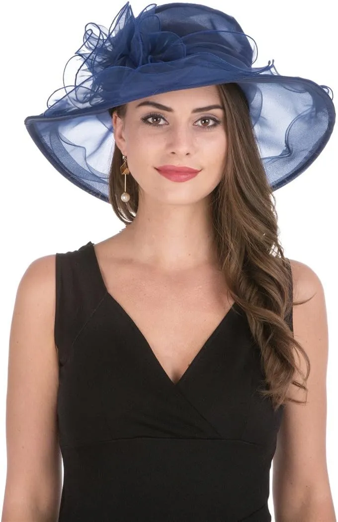 Women's Organza Church British Fascinator Bridal Tea Party Wedding Hat Summer Ruffles Cap