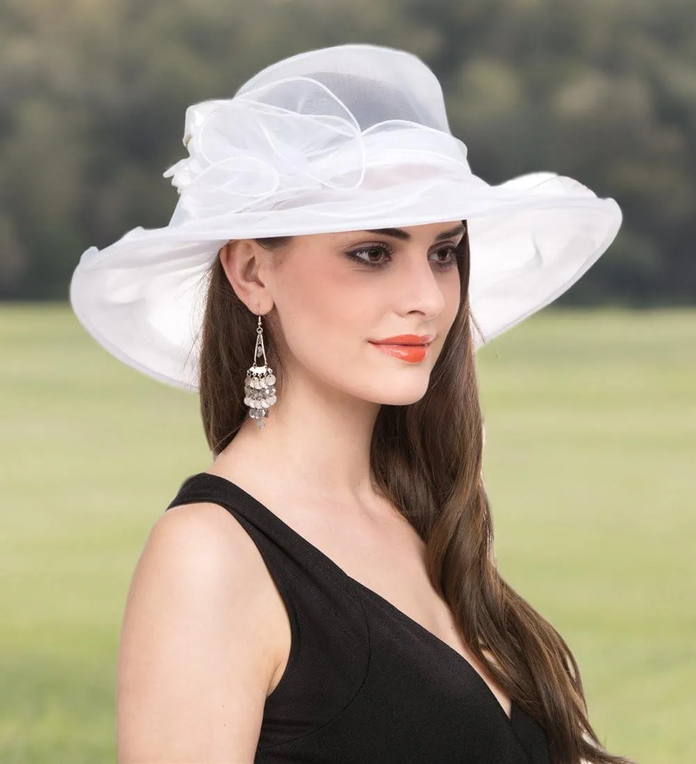 Women's Organza Church British Fascinator Bridal Tea Party Wedding Hat Summer Ruffles Cap
