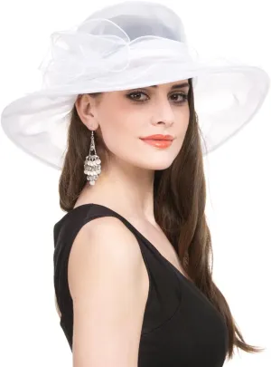 Women's Organza Church British Fascinator Bridal Tea Party Wedding Hat Summer Ruffles Cap