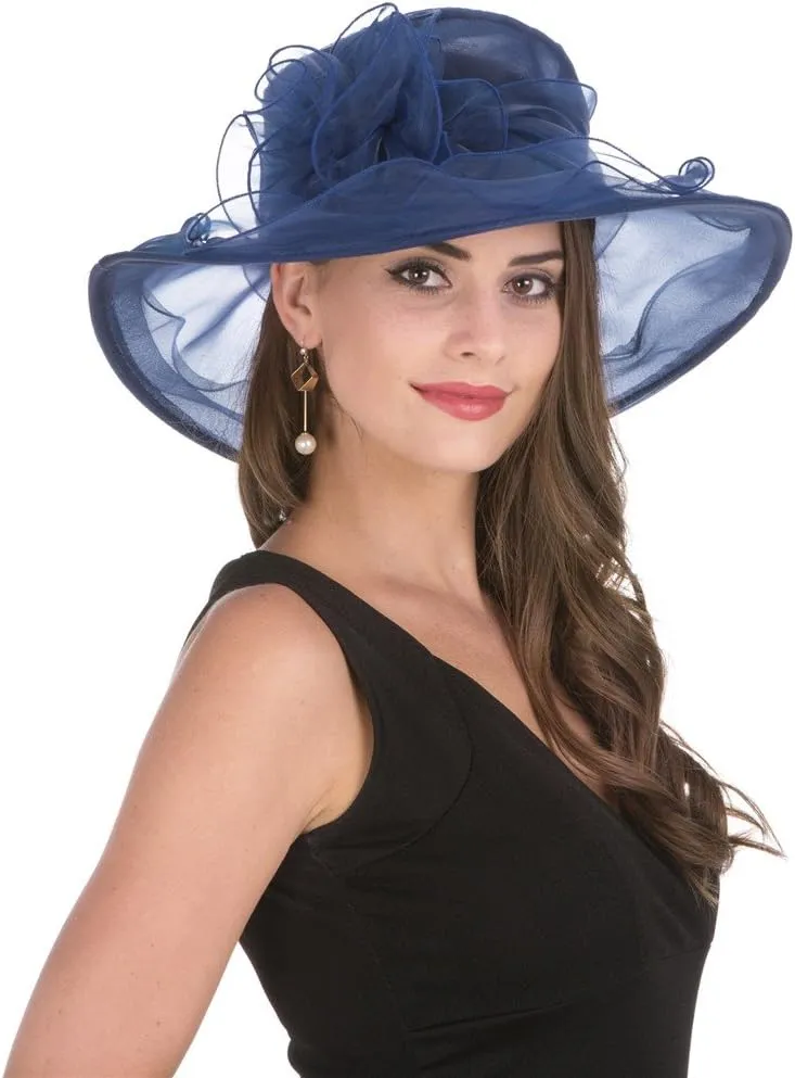 Women's Organza Church British Fascinator Bridal Tea Party Wedding Hat Summer Ruffles Cap